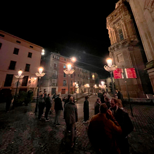 Visita a Tudela donde los participantes de la formación descubren el proyecto de sustitución integral del alumbrado público por tecnología LED 2200 K.