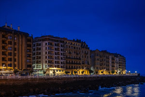 ATP lighting on Paseo de Salamanca, running along the left bank of the Urumea River estuary.